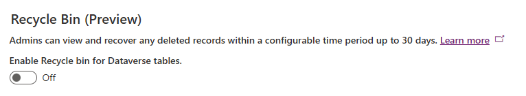 Dataverse Recycle Bin
